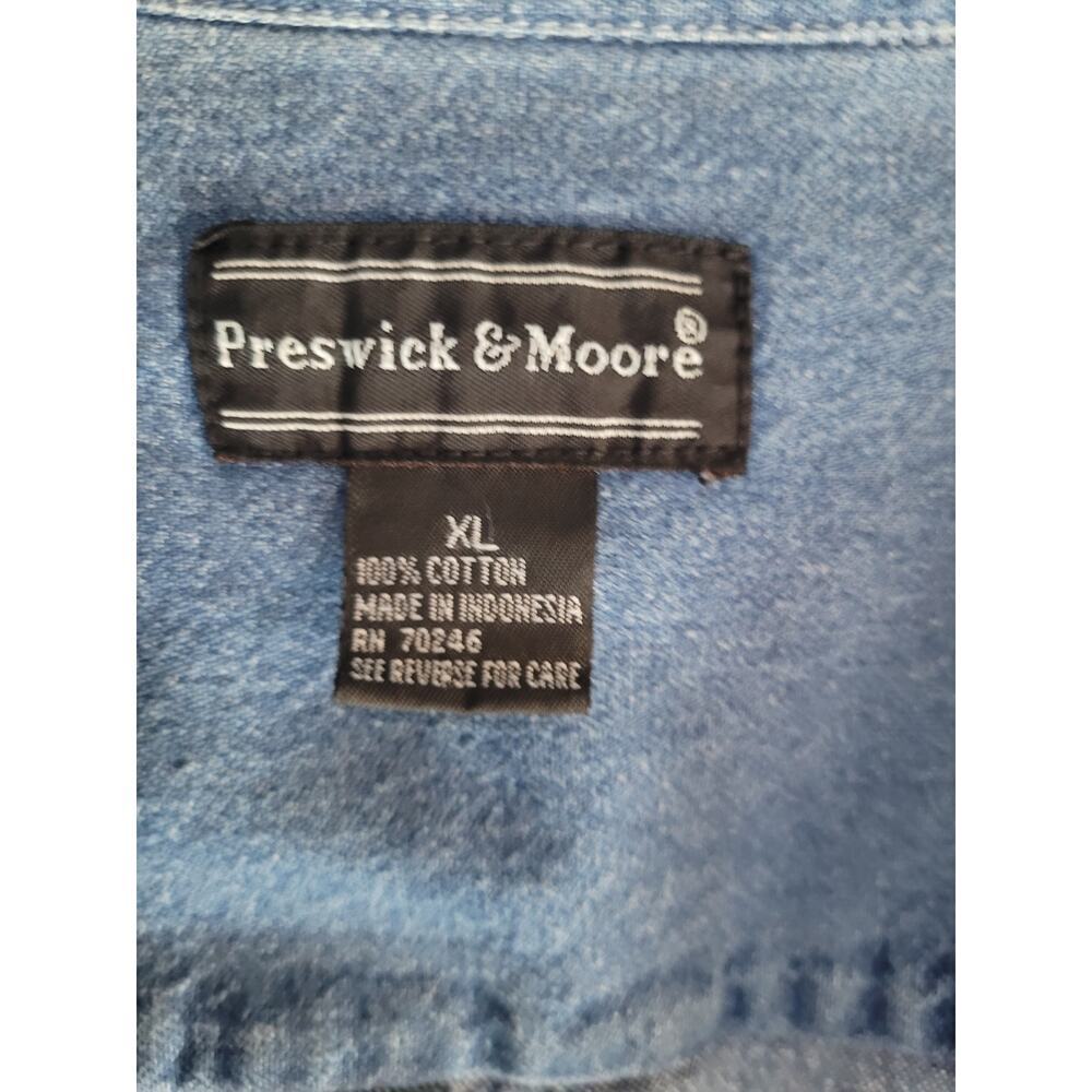 Preswick & Moore Denim Shirt Long Sleeve Sz XL - Picture 5 of 6